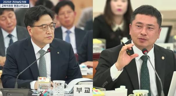 임형석 전남도의원(더불어민주당ㆍ광양1)이 11월 14일, 전남도교육청에서 열린 행정사무감사에서 황성환 부교육감에게 질의하고 있다.