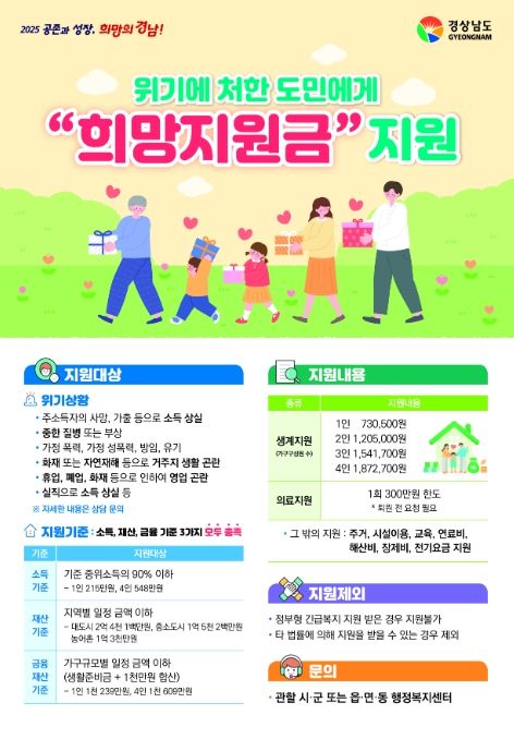 '희망지원금' 지원 안내 포스터